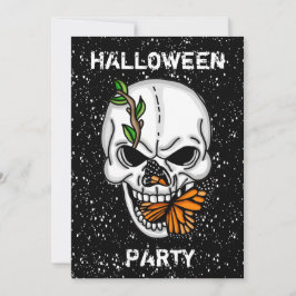 Schädel- und SchmetterlingHalloween-Party Einladung