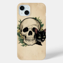 Schädel und schwarze Katze Case-Mate iPhone Hülle