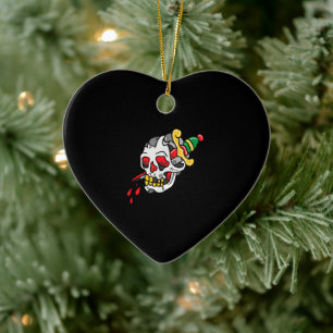 Schädel und Schwert Tattoo Geschenk für Tattoo Lov Keramik Ornament