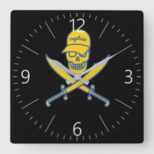 Schädel und Schwerter Quadratische Wanduhr