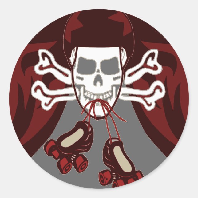 Schädel- und Skate-Aufkleber Runder Aufkleber (Vorderseite)