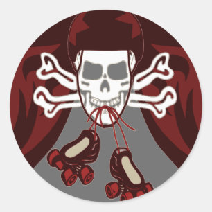 Schädel- und Skateaufkleber Runder Aufkleber