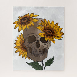 Schädel- und Sonnenblumen-Puzzle Puzzle