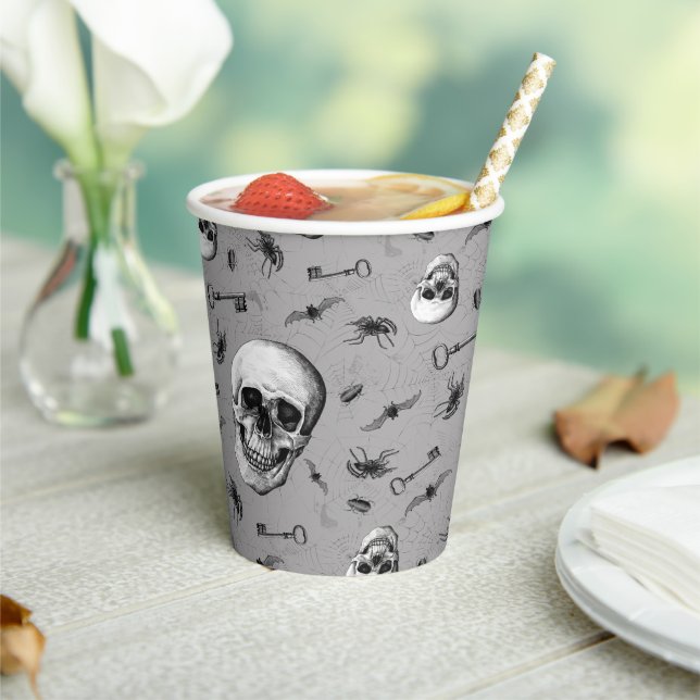 Schädel und Spinnen Halloween Pappbecher (In Situ)