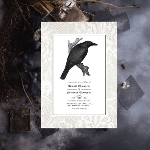 Schädel und Spitze Gothic Hochzeitsfoto Einladung