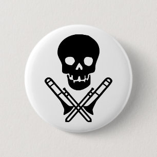 Schädel und Trombones Button