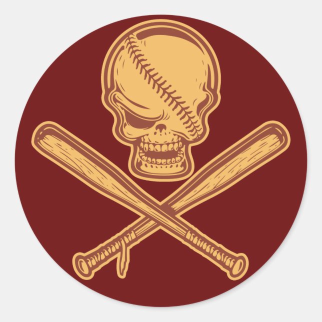 Schädel und überkreuzte Fledermäuse 513 Runder Aufkleber (Vorderseite)