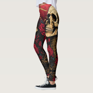 Schädel unter den Rose Leggings - Cool