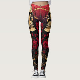 Schädel unter den Rose Leggings - Cool