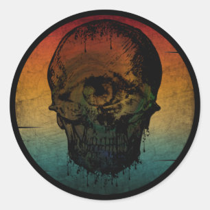 SCHÄDEL VINTAGE HALLOWEEN HORROR GESCHENK RUNDER AUFKLEBER