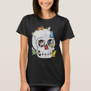 Schädel voller Katzen Skelett Halloween-Kostüm Sch T-Shirt