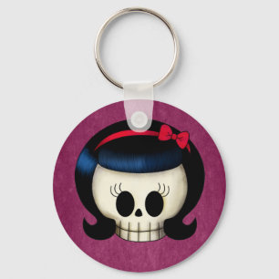 Schädel von Rockabilly Girl Schlüsselanhänger