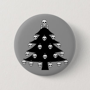 Schädel-Weihnachtsbaum Button