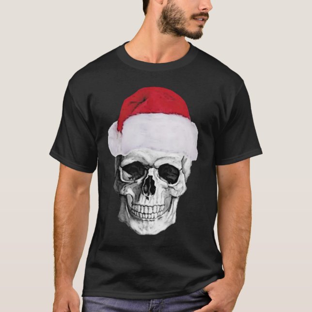 Schädel Weihnachtsmann, Weihnachtst-shirt T-Shirt (Vorderseite)