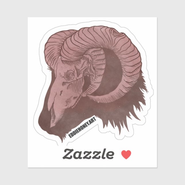 Schädel - Ziege Aufkleber (Blatt)