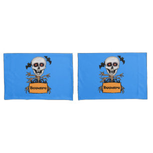 Schädelbäume hüten sich davor, Fledermäuse blau zu Kissenbezug