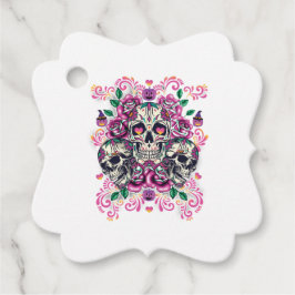 Schädelblume, Skelett Aquarellfarbe Rosa, Hallowee Geschenkanhänger