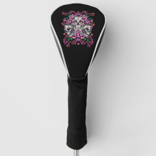 Schädelblume, Skelett Aquarellfarbe Rosa, Hallowee Golf Headcover
