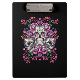 Schädelblume, Skelett Aquarellfarbe Rosa, Hallowee Klemmbrett