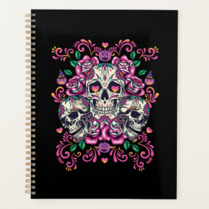Schädelblume, Skelett Aquarellfarbe Rosa, Hallowee Planer