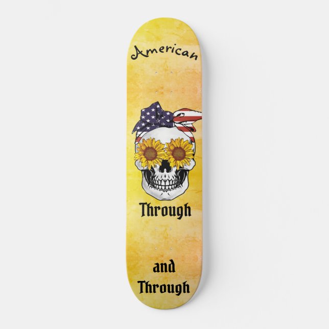 Schädelflagge Bow AMERICAN durch und durch Ombre  Skateboard (Vorderseite)