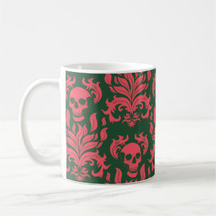 Schädelflammdamaske im Zusammenprallen von Rosa au Kaffeetasse