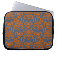 Schädelflammdamaske in Orange auf blau grau
