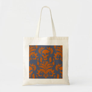 Schädelflammdamaske in Orange auf blau grau Tragetasche