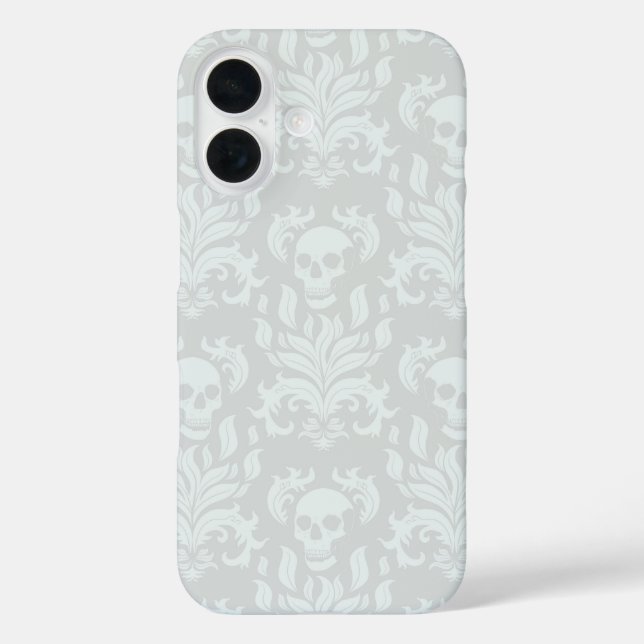 Schädelflammdamast in klassisch weiß Case-Mate iPhone hülle (Rückseite)