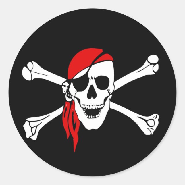 Schädelgefahr durch Piratenflagge Runder Aufkleber (Vorderseite)