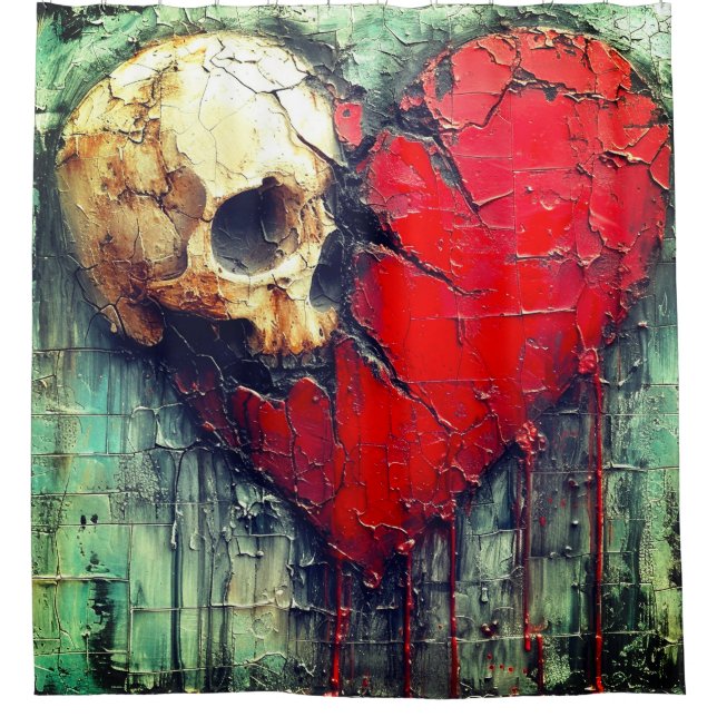 Schädelherz Duschvorhang (Vorderseite)