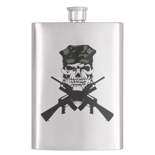 Schädelkopf mit crossguns flachmann (Vorderseite)