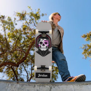Schädelkopf mit Helm-individuelle Name Skateboard