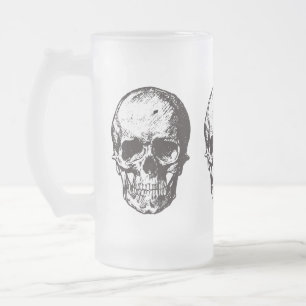 Schädelkopf-Tasse, Schädelkopf-Bierglas, Bierglas, Mattglas Bierglas