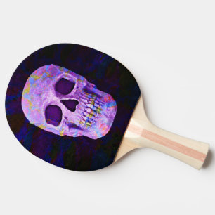 Schädelkopftag der Lila blauen Neongotik Tischtennis Schläger