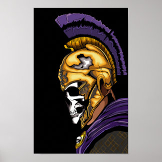 Schädelkrieger mit Schwarz Poster