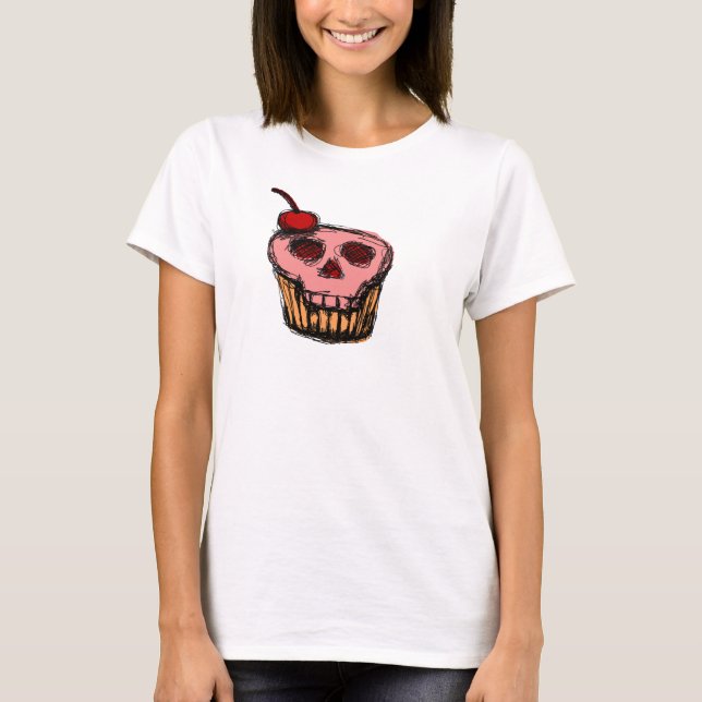 Schädelkuchen mit Kirsche T-Shirt (Vorderseite)