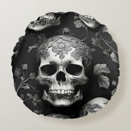 Schädelleder Rundes Kissen