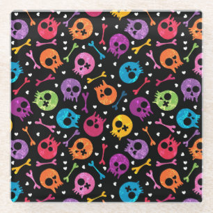 Schädelmuster 2 glasuntersetzer