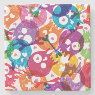 Schädelmuster 3 steinuntersetzer