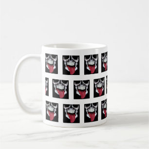 Schädelmuster in Schwarz, Weiß und Rot Kaffeetasse