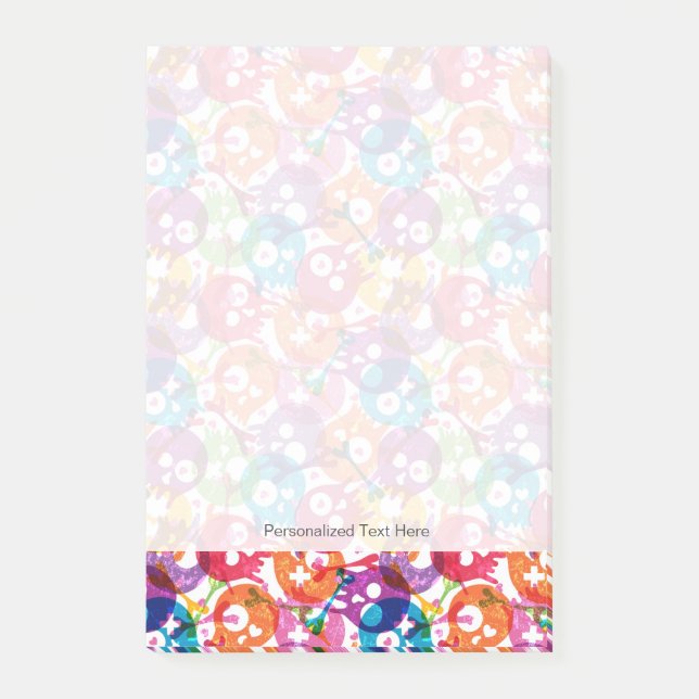 Schädelmuster Post-it Klebezettel (Vorderseite)