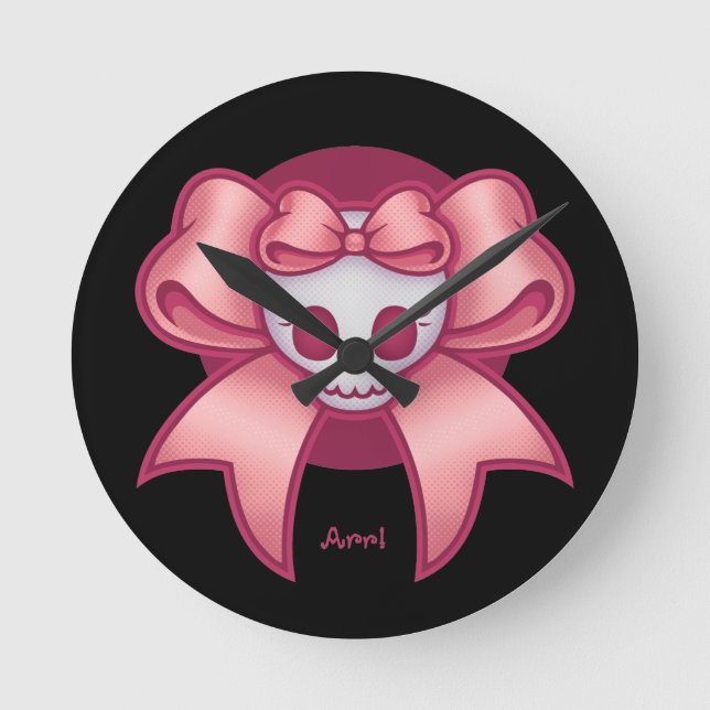 Schädel'n-Bögen Runde Wanduhr (Vorderseite)