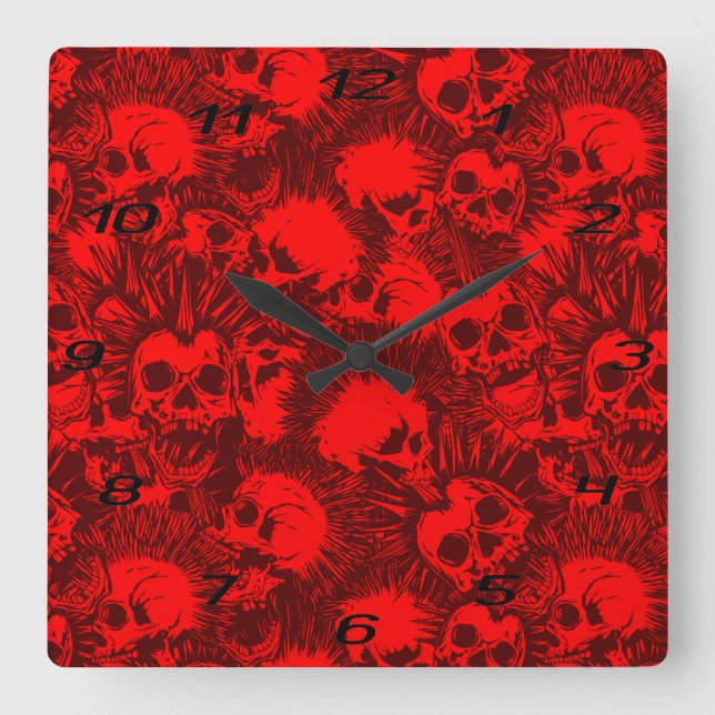 Schädelpflug Quadratische Wanduhr (Vorderseite)