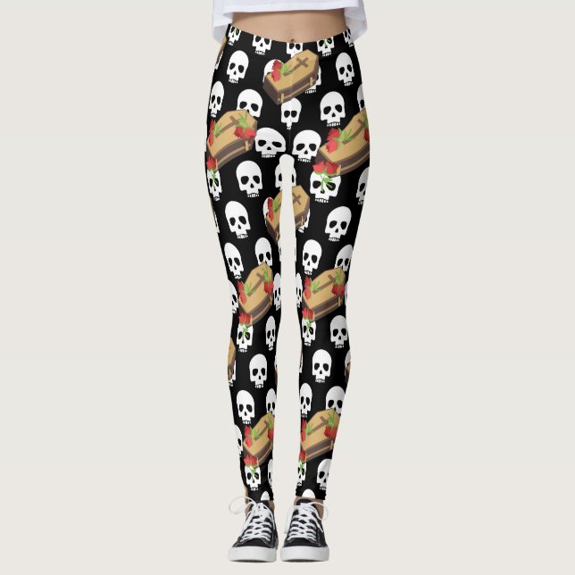 Schädelsärge Emojis Leggings (Vorderseite)