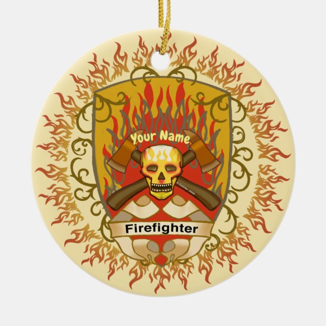 Schädelschildfeuer Keramik Ornament (Vorne)