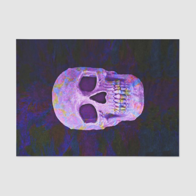 Schädeltag der Lila blauen Neongotik Seidenpapier (Vorderseite)