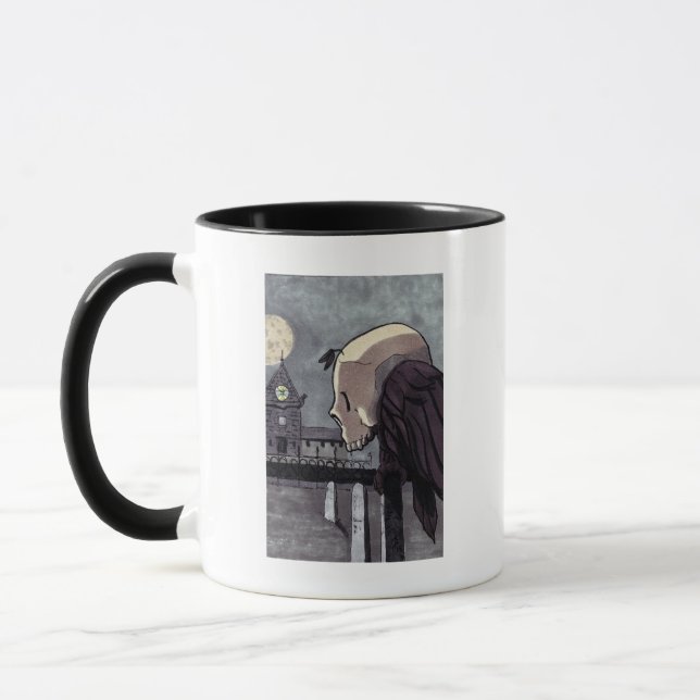 Schädelvogel in einer Friedhofsmühle-Tasse Tasse (Links)