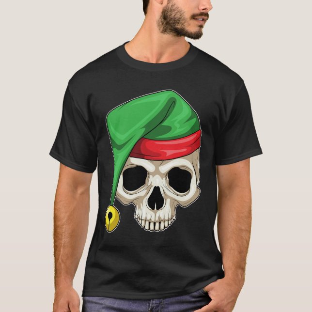Schädelweihnachtliche Weihnachtsmannmütze T-Shirt (Vorderseite)
