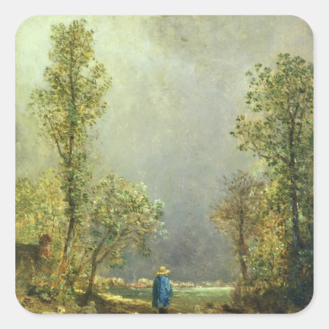 Schaf beim Sturm Quadratischer Aufkleber (Vorderseite)